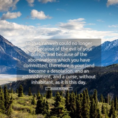 Picture 05 - Jeremiah 44:22 WEB - so that Yahweh could no longer bear, because of - Bible Verse Picture