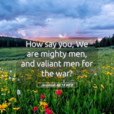 Picture 05 - Jeremiah 48:14 WEB - How say you, We are mighty men, and valiant men - Bible Verse Picture