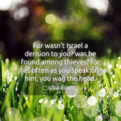 Picture 05 - Jeremiah 48:27 WEB - For wasn't Israel a derision to you? was he found - Bible Verse Picture