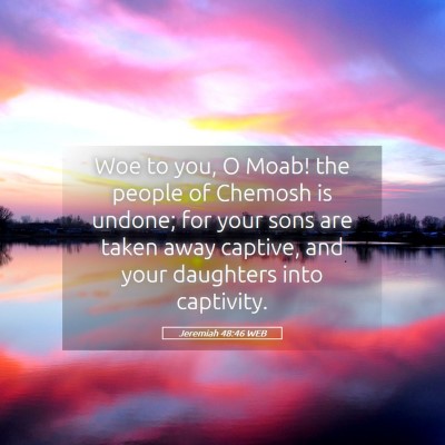 Picture 05 - Jeremiah 48:46 WEB - Woe to you, O Moab! the people of Chemosh is - Bible Verse Picture