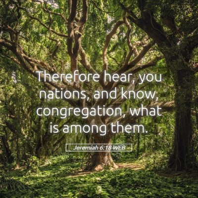 Picture 05 - Jeremiah 6:18 WEB - Therefore hear, you nations, and know, - Bible Verse Picture
