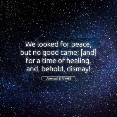 Picture 05 - Jeremiah 8:15 WEB - We looked for peace, but no good came; [and] for - Bible Verse Picture
