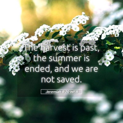 Picture 05 - Jeremiah 8:20 WEB - The harvest is past, the summer is ended, and we - Bible Verse Picture