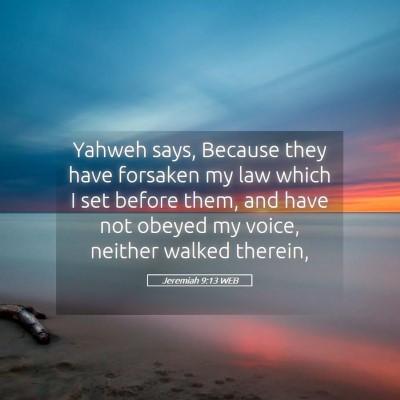 Picture 05 - Jeremiah 9:13 WEB - Yahweh says, Because they have forsaken my law - Bible Verse Picture