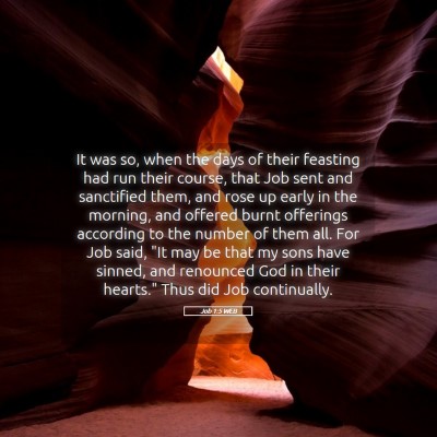 Picture 05 - Job 1:5 WEB - It was so, when the days of their feasting had - Bible Verse Picture