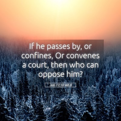 Picture 05 - Job 11:10 WEB - If he passes by, or confines, Or convenes a - Bible Verse Picture