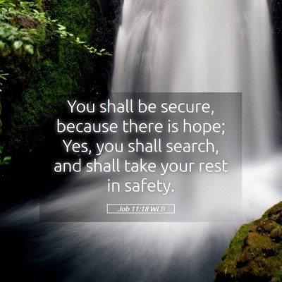 Picture 05 - Job 11:18 WEB - You shall be secure, because there is hope; Yes, - Bible Verse Picture