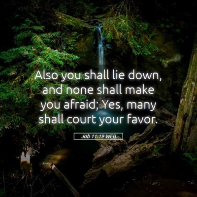 Picture 05 - Job 11:19 WEB - Also you shall lie down, and none shall make you - Bible Verse Picture
