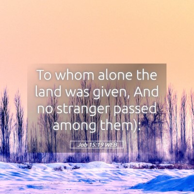 Picture 05 - Job 15:19 WEB - To whom alone the land was given, And no stranger - Bible Verse Picture