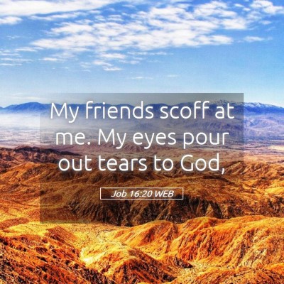 Picture 05 - Job 16:20 WEB - My friends scoff at me. My eyes pour out tears to - Bible Verse Picture