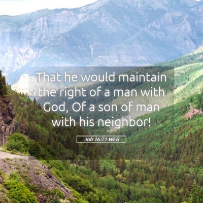 Picture 05 - Job 16:21 WEB - That he would maintain the right of a man with - Bible Verse Picture
