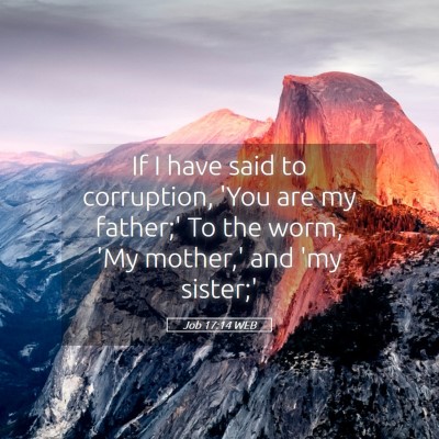 Picture 05 - Job 17:14 WEB - If I have said to corruption, 'You are my - Bible Verse Picture