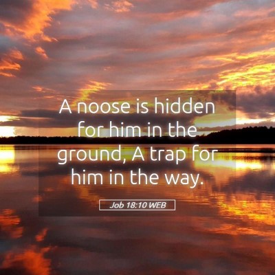 Picture 05 - Job 18:10 WEB - A noose is hidden for him in the ground, A trap - Bible Verse Picture