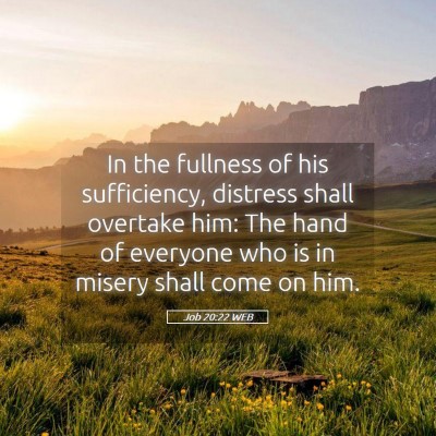 Picture 05 - Job 20:22 WEB - In the fullness of his sufficiency, distress - Bible Verse Picture
