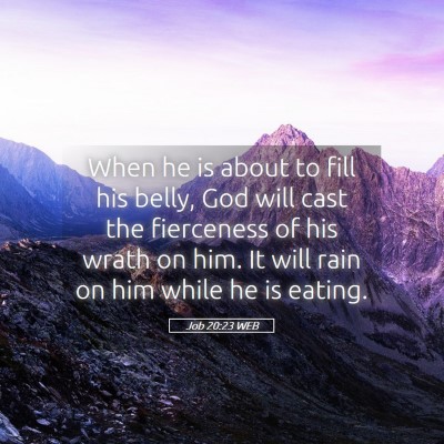 Picture 05 - Job 20:23 WEB - When he is about to fill his belly, God will cast - Bible Verse Picture