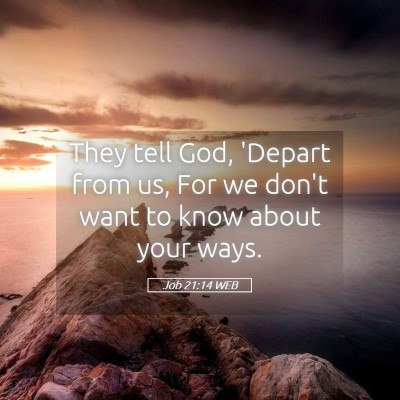 Picture 05 - Job 21:14 WEB - They tell God, 'Depart from us, For we don't want - Bible Verse Picture