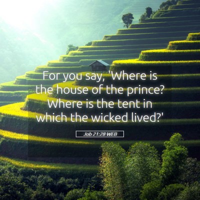 Picture 05 - Job 21:28 WEB - For you say, 'Where is the house of the prince? - Bible Verse Picture