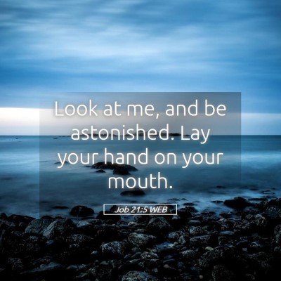 Picture 05 - Job 21:5 WEB - Look at me, and be astonished. Lay your hand on - Bible Verse Picture
