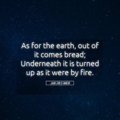 Picture 05 - Job 28:5 WEB - As for the earth, out of it comes bread; - Bible Verse Picture