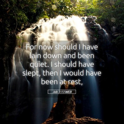 Picture 05 - Job 3:13 WEB - For now should I have lain down and been quiet. I - Bible Verse Picture