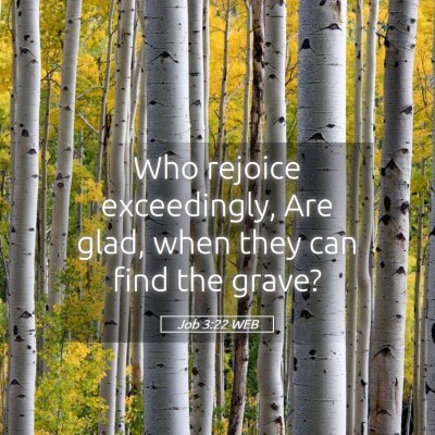 Picture 05 - Job 3:22 WEB - Who rejoice exceedingly, Are glad, when they can - Bible Verse Picture