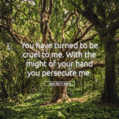 Picture 05 - Job 30:21 WEB - You have turned to be cruel to me. With the might - Bible Verse Picture