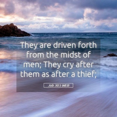 Picture 05 - Job 30:5 WEB - They are driven forth from the midst of men; They - Bible Verse Picture