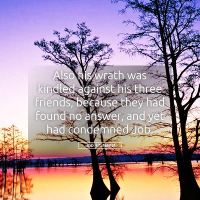 Picture 05 - Job 32:3 WEB - Also his wrath was kindled against his three - Bible Verse Picture