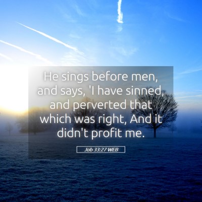 Picture 05 - Job 33:27 WEB - He sings before men, and says, 'I have sinned, - Bible Verse Picture