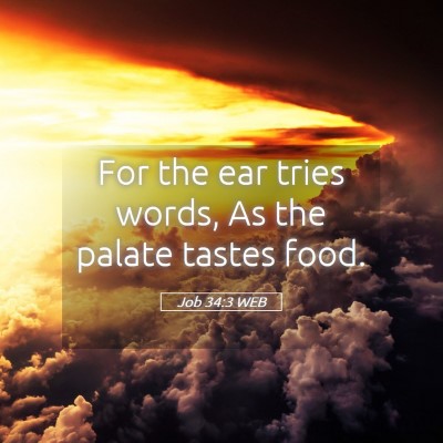 Picture 05 - Job 34:3 WEB - For the ear tries words, As the palate tastes - Bible Verse Picture