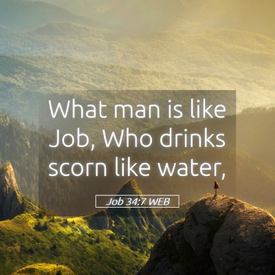 Picture 05 - Job 34:7 WEB - What man is like Job, Who drinks scorn like - Bible Verse Picture