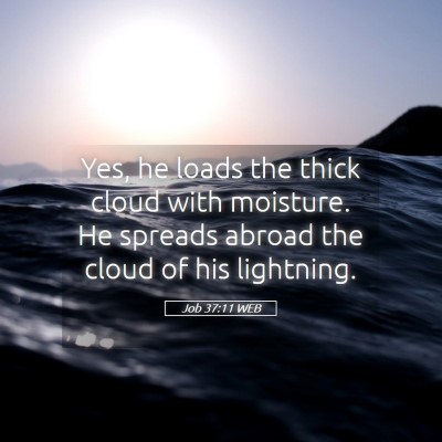Picture 05 - Job 37:11 WEB - Yes, he loads the thick cloud with moisture. He - Bible Verse Picture