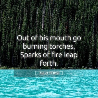 Picture 05 - Job 41:19 WEB - Out of his mouth go burning torches, Sparks of - Bible Verse Picture