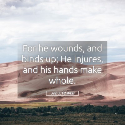 Picture 05 - Job 5:18 WEB - For he wounds, and binds up; He injures, and his - Bible Verse Picture