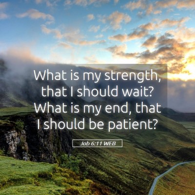 Picture 05 - Job 6:11 WEB - What is my strength, that I should wait? What is - Bible Verse Picture