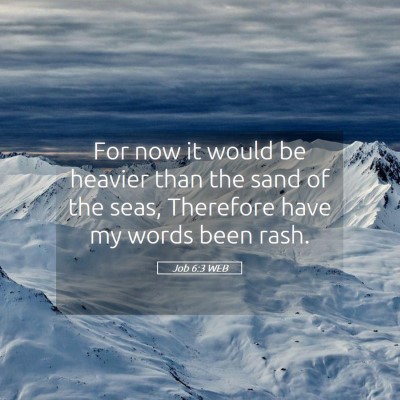 Picture 05 - Job 6:3 WEB - For now it would be heavier than the sand of the - Bible Verse Picture