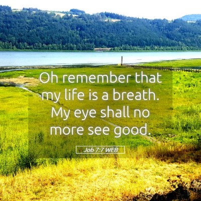 Picture 05 - Job 7:7 WEB - Oh remember that my life is a breath. My eye - Bible Verse Picture