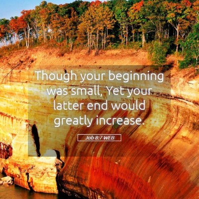 Picture 05 - Job 8:7 WEB - Though your beginning was small, Yet your latter - Bible Verse Picture