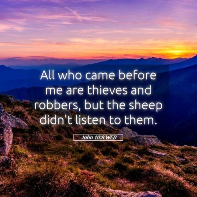 Picture 05 - John 10:8 WEB - All who came before me are thieves and robbers, - Bible Verse Picture