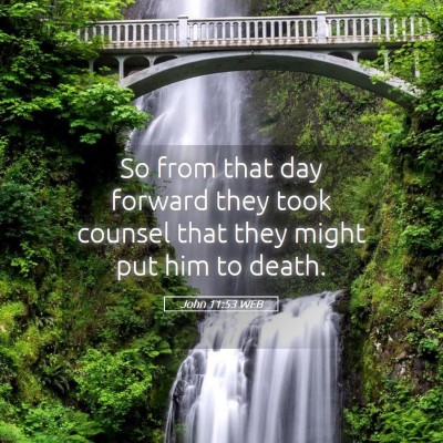 Picture 05 - John 11:53 WEB - So from that day forward they took counsel that - Bible Verse Picture