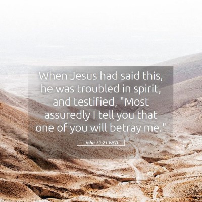 Picture 05 - John 13:21 WEB - When Jesus had said this, he was troubled in - Bible Verse Picture