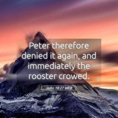 Picture 05 - John 18:27 WEB - Peter therefore denied it again, and immediately - Bible Verse Picture