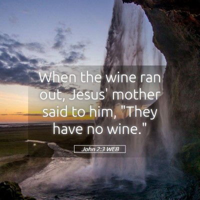 Picture 05 - John 2:3 WEB - When the wine ran out, Jesus' mother said to him, - Bible Verse Picture