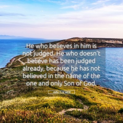 Picture 05 - John 3:18 WEB - He who believes in him is not judged. He who - Bible Verse Picture