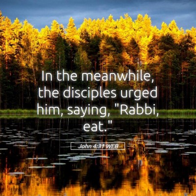 Picture 05 - John 4:31 WEB - In the meanwhile, the disciples urged him, - Bible Verse Picture