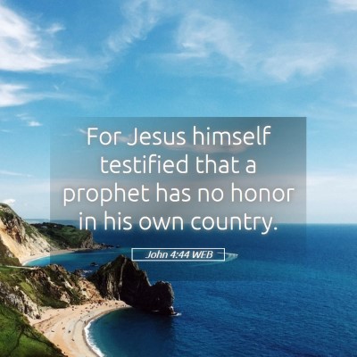 Picture 05 - John 4:44 WEB - For Jesus himself testified that a prophet has no - Bible Verse Picture