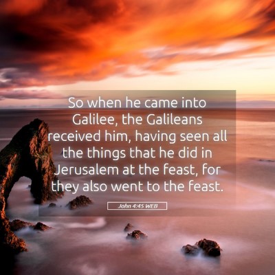 Picture 05 - John 4:45 WEB - So when he came into Galilee, the Galileans - Bible Verse Picture