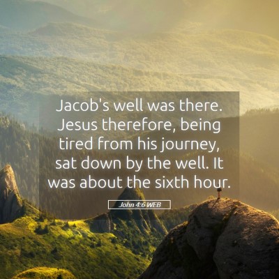 Picture 05 - John 4:6 WEB - Jacob's well was there. Jesus therefore, being - Bible Verse Picture