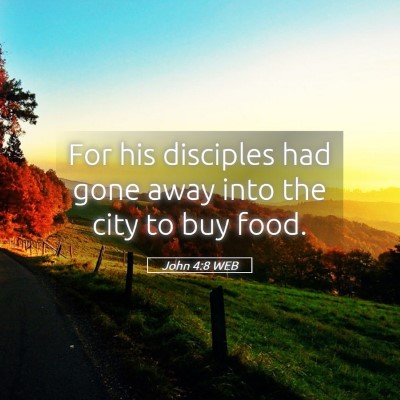 Picture 05 - John 4:8 WEB - For his disciples had gone away into the city to - Bible Verse Picture