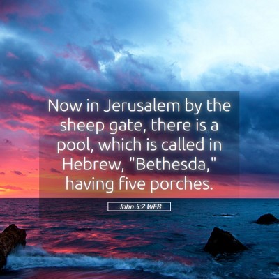 Picture 05 - John 5:2 WEB - Now in Jerusalem by the sheep gate, there is a - Bible Verse Picture